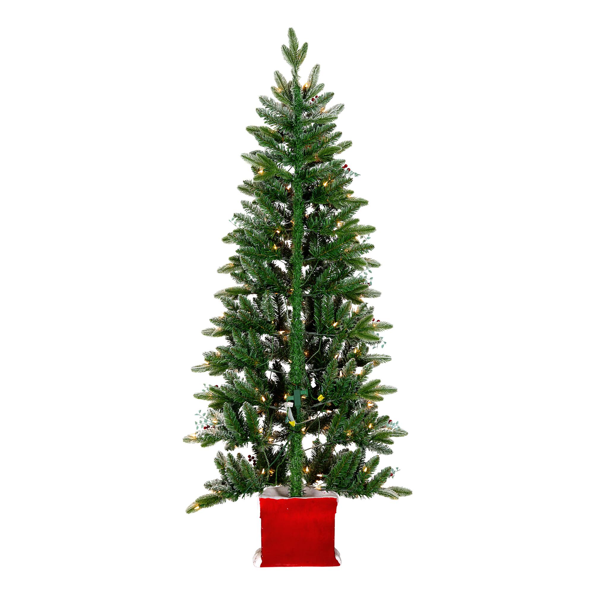 5ft. Pre-Lit Snowberry Pine Artificial Christmas Half Tree, Clear Lights